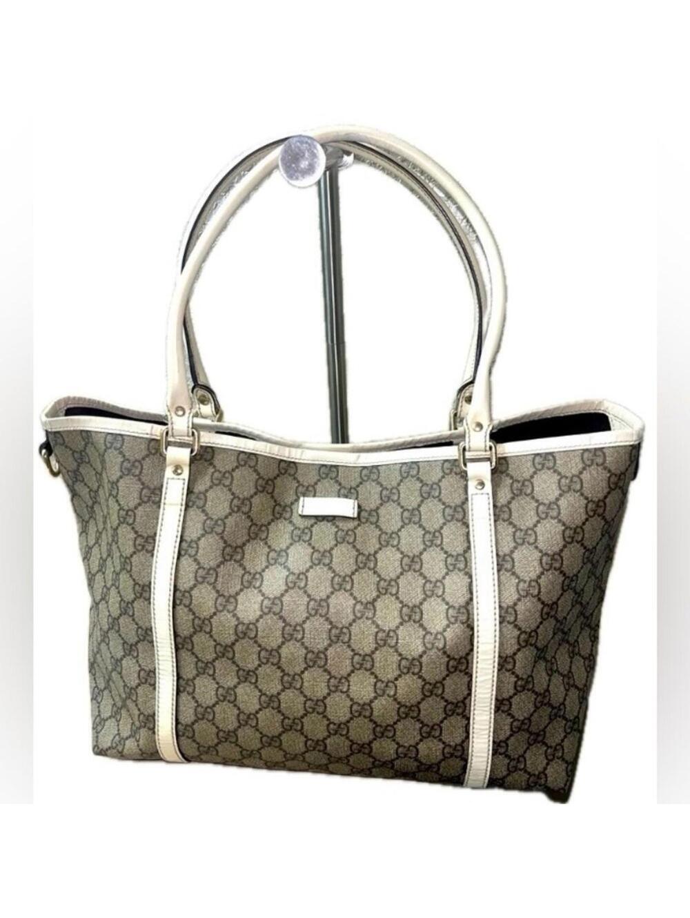 GUCCI Supreme GG Plus Monogram Large Joy Tote, Cream & Brown